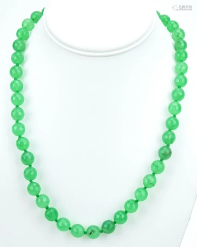 Hand Knotted Necklace Faceted Green …