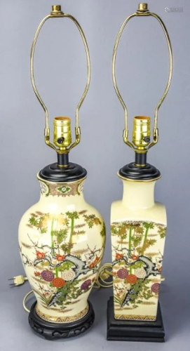 Pair Matching Satsuma Porcelain Lamps