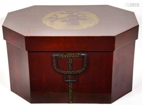 Chinese Red Lacquer Hand Painted Document Box
