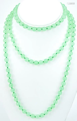 53 inch Hand Knotted Green Jade Neckl…