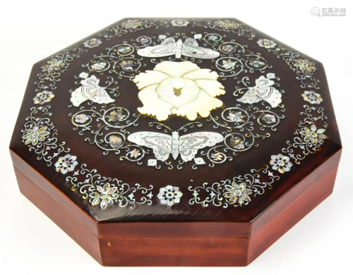 Asian Mother of Pearl Inlaid Lacquer Condi…