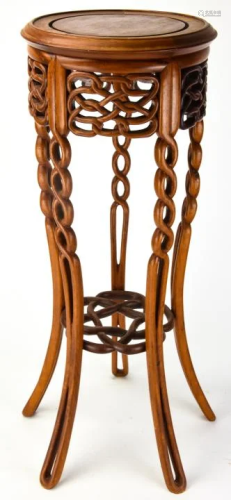 Asian Carved Wood Plant Stand