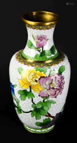 Vintage Cloisonne Vase With Floral Motif