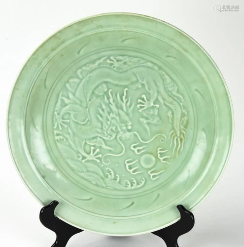 Chinese Celadon Five Claw Dragon Charger…