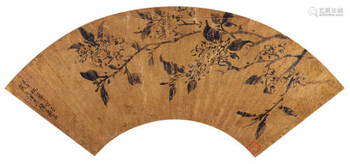 陈嘉言（1851～1934） 花卉 扇片 水墨泥金笺本
