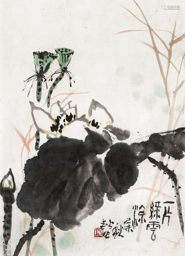 林锴（1924～2006） 荷花 镜片 设色纸本