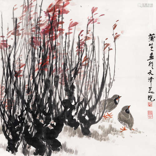 张蒲生（b.1936） 红叶双鸟 立轴 设色纸本