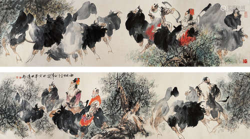 胡正伟（b.1941） 西域风情 镜片 设色纸本