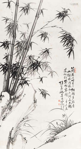 姚墨林（1865～？） 兰竹并茂 立轴 水墨纸本