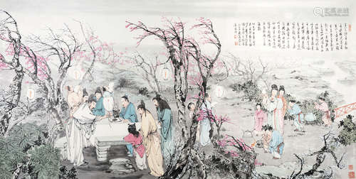 郑少群（b.1939） 李白夜宴 镜片 设色纸本