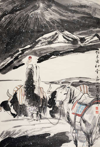 杜滋龄（b.1941） 帕米尔初雪 立轴 设色纸本