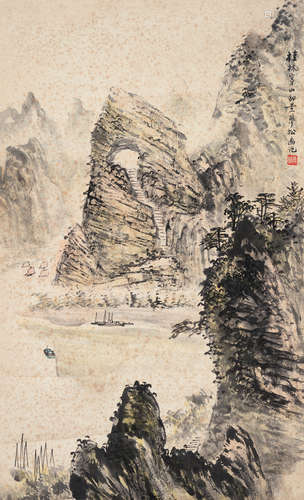 林梦松（b.1920） 桂林山水 立轴 设色纸本