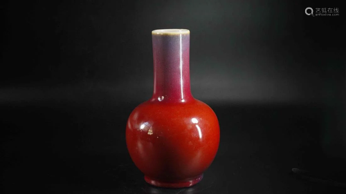 A FLAMBE GLAZED PORCELAIN CELESTIAL VASE