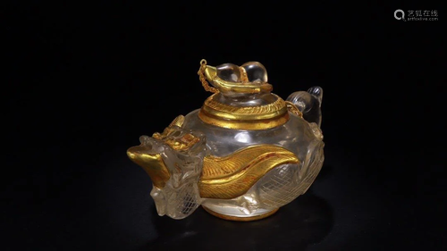 A GILT CRYSTAL CARVING 'BEAST' WATER …