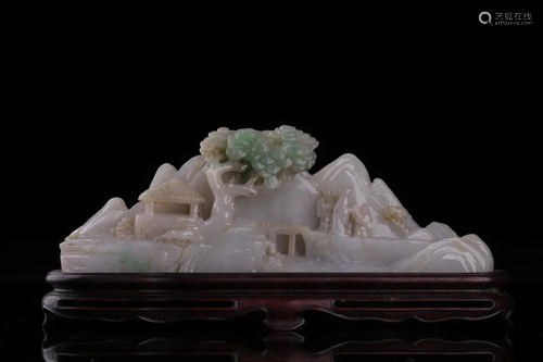 A JADEITE CARVING 'LANDSCAPE' MOUNTAIN…