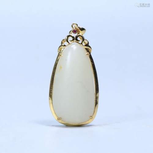 A Gold Coating White Jade Pendant