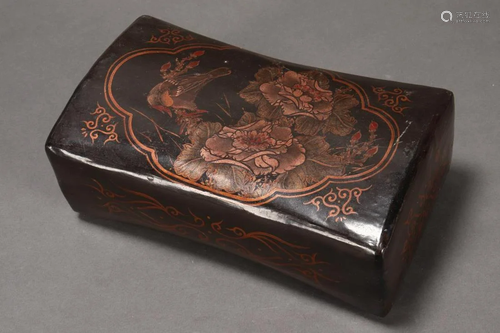 Chinese Black Lacquer Pillow,