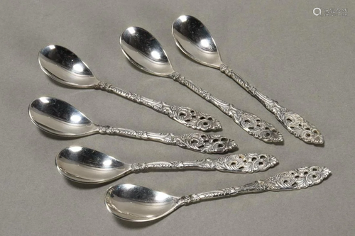 Set of Six Silver Plate Teaspoons,