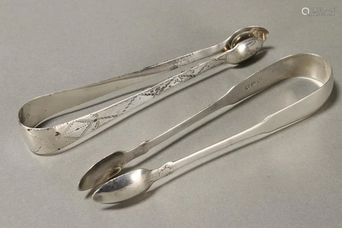 Two Georgian Sterling Silver Sugar Tongs,