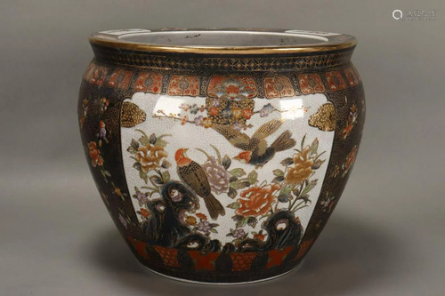 Large Japanese Satsuma Porcelain Jardinière,