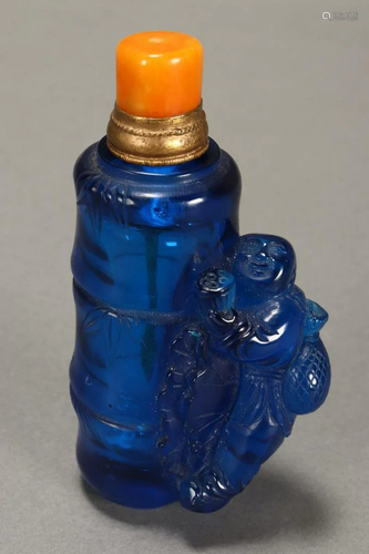 Chinese Blue Glass Snuff Bottle,