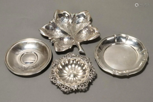 Four Silver Pip Dishes,