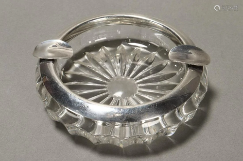 American Sterling Silver and Crystal Ashtray,