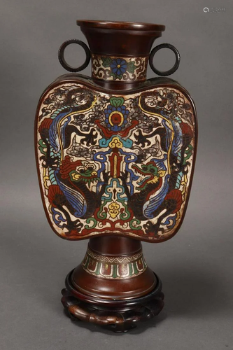 Chinese Bronze Champleve Vase,