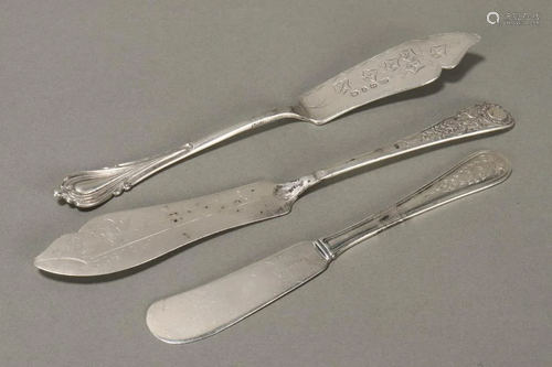 Two English Sterling Silver Butter Knives,