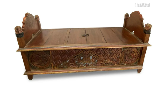 Chinese Carved Bench Seat,