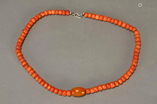 Chinese Coral Beaded Necklace,