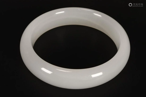 Chinese White Jade Bangle,