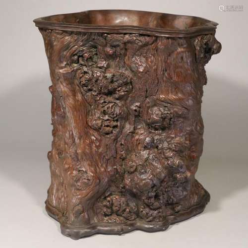 A Ying Wood Burl Brush Pot