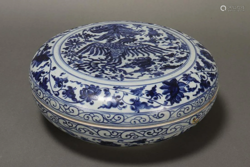 Large Chinese Blue and White Box and Cover,