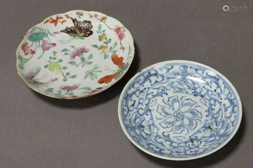 Two Chinese Qing Dynasty Porcelain Dishes,