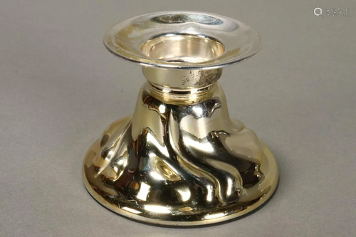 German Gilt Sterling Silver Squat Candlestick,