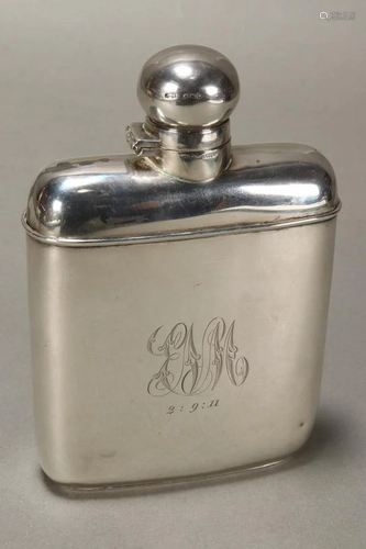 Late Victorian Sterling Silver Hip Flask,