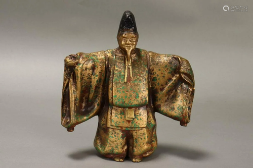 Japanese Painted Cast Iron Figure,