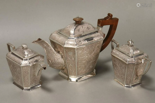 Delightful Persian Silver Tea Set,