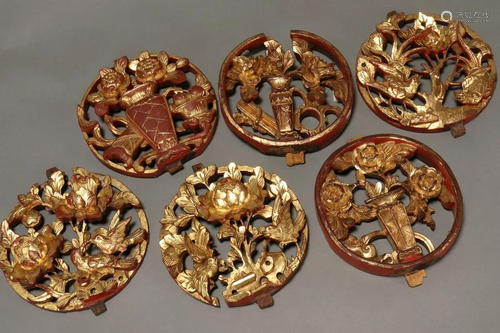 Six Chinese Gilt Wood Roundels,