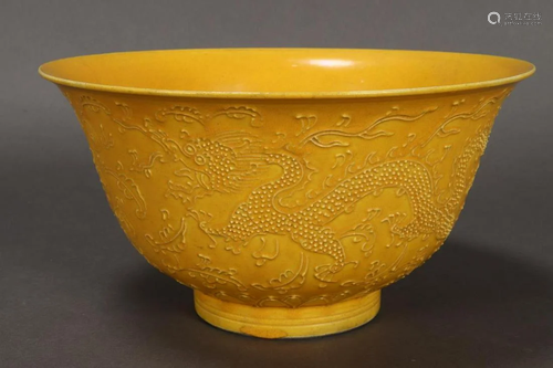 Large Chinese Imperial Yellow Bowl,