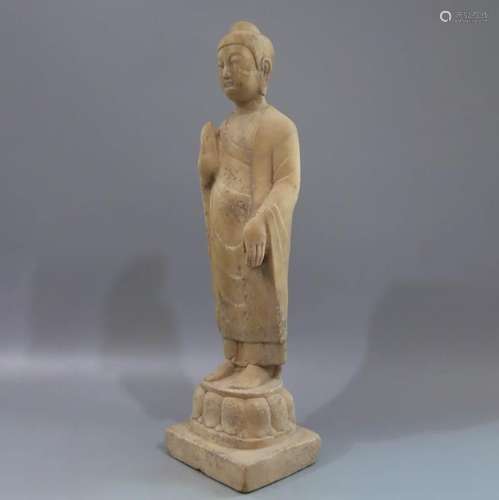 Hanbai Jade Carved Standing Buddha Statue Ornamet