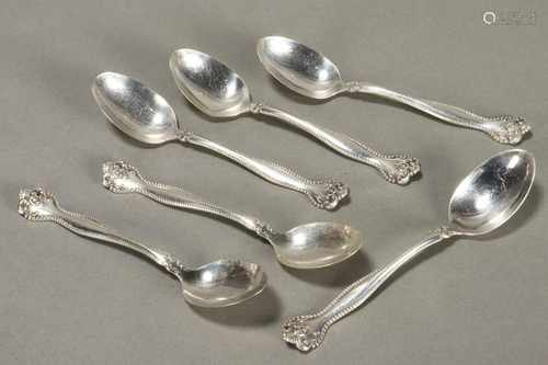 Six American Sterling Silver Coffee Spoons,