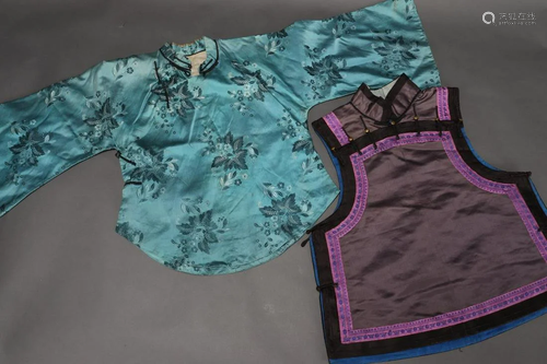 Chinese Republic Period Teal Silk Jacket,