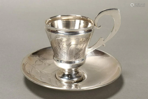 Russian Silver Cup and Saucer,