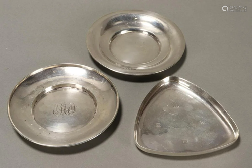 Three English Sterling Silver Dishes,