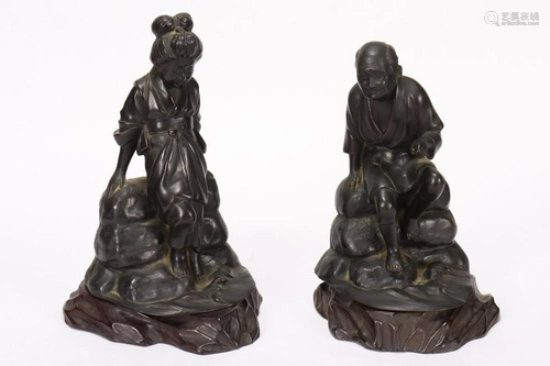 Lovely Pair of Japanese Bronze Figural B…