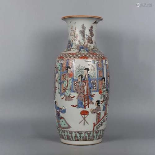 A Famille Rose Figures Pattern Porcelain Vase