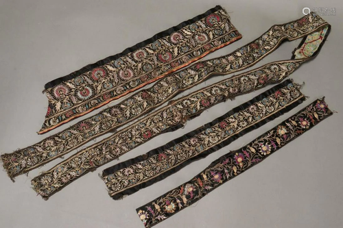 Four Chinese Embroidered Panels/Trim,