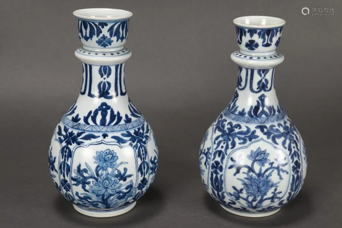 Two Chinese Blue and White Porcelain Vases,